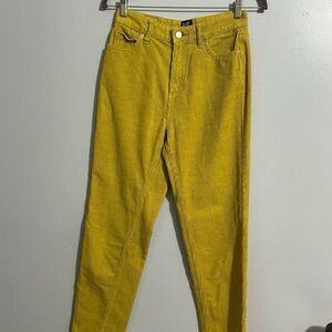 BDG Yellow Mustard Mom High Rise Corduroy Pants Size 25